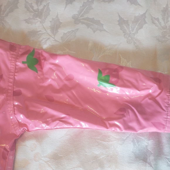 Driplets Jacket Girls 3T Raincoat Snap Button Strawberry All Over Print Lined - Picture 5 of 13